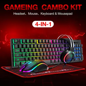 Mouse Keyboard dan Headset Gaming Backlit, Bundel Gaming 4 In 1, Mouse Keyboard dan Headset Gaming Anti Selip