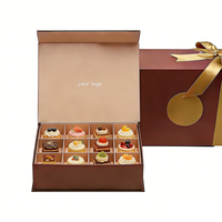 Boîtes cadeaux de luxe rouges en carton rigide avec logo personnalisé, taille et couleur au choix, emballage magnétique en gros avec compartiments pour desserts