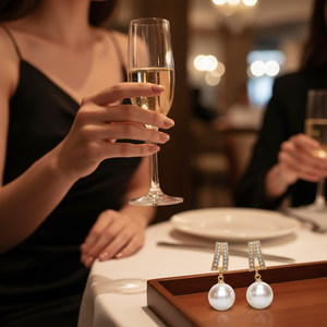 Moda di tendenza geometrico orecchino di cristallo con perla elegante gioielli da donna vendita calda all'ingrosso - Product Image 3