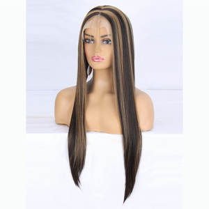 Soie Droite Piano Couleur Synthétique 13*4 Pleine Dentelle <span class=keywords><strong>Frontale</strong></span> Perruques Doux Long et Court Longueur Perruque Avec <span class=keywords><strong>Bande</strong></span> Élastique P4-27 26 Pouces - Product Image 5