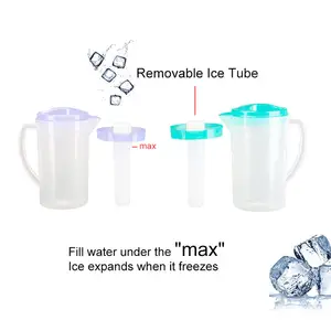 Jarra de té helada, jarra de plástico para zumo, tubo de hielo, jarra de agua incluida, 2023