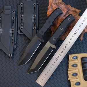 Couteau de chasse Bowie à lame fixe HK SS264 Dark Edge de haute qualité, en acier inoxydable, à pointe tombante, pour le camping en extérieur, avec manche en plastique, DIY - Product Image 1