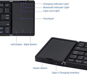 Foldable bluetooth <b>Keyboard</b> 2024 Small <b>Keyboard</b> Foldable and Wireless Foldable bluetooth <b>Keyboard</b> with Touchpad Trifold - Product Image 3