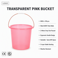 Secchio d'Acqua in Plastica di Grande Capacità, Contenitore per Acqua Domestico, Secchio Multiuso Durevole in PP Ecologico