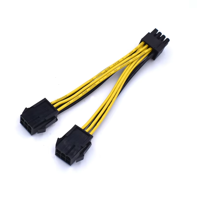 Gerawell 18AWG Dual 6 Pin Female to 8 Pin Male PCI Express GPU Card Power Adapter Wiring Harness Model 2*6PIN