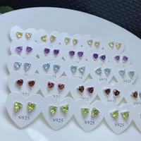 Hypoallergene 925 sterling zilveren oorringen met 6mm hartvormige natuurlijke edelsteen voor gevoelige oren, cadeau voor vrouwen