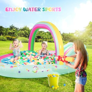 Piscina Inflable con Rociador de Agua, Juguete Acuático para Niños, con Toldo Arcoíris - Product Image 6