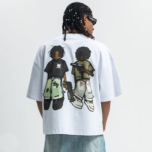 T-shirt blanc à manches courtes pour homme, coupe ample, idéal pour l'impression - Product Image 4