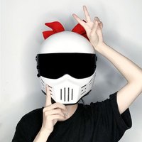 Casque de moto en plastique ABS blanc de style anime avec visière panoramique anti-buée pour les motards de rue