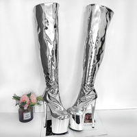 Mode Talons Fille Plate-Forme Stripper Chaussures Femme 20cm Pole Dance Bottes Au-dessus du genou Bottes Longues pour Femmes avec Talons