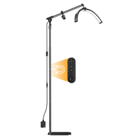 Lampe de sol LED demi-lune réglable de 28 pouces avec support pour téléphone, idéale pour salon de beauté, maquillage, tatouage et éclairage d'appoint