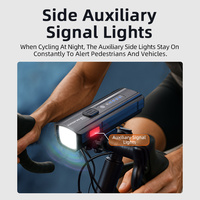 Lampe de vélo LED rechargeable étanche IP54, super lumineuse 250LM, 5 modes, capteur intelligent, fixation sur guidon, durable