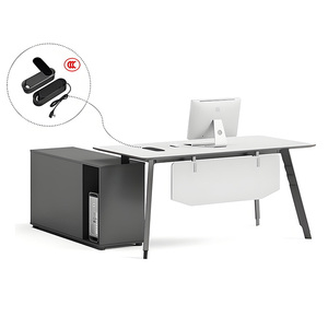 Bureau de direction moderne en L, table d'ordinateur de luxe, poste de <span class=keywords><strong>travail</strong></span> pour PDG, station de <span class=keywords><strong>travail</strong></span> exécutive, bureaux blancs, mobilier de maison - Product Image 3