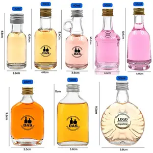 Sale 50ml Mini Spirit Alcohol Whisky Rum Gin Vodka Drinking Glass Liquor Bottle for Liquor with Lids