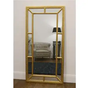 Espelho decorativo grande para parede, quadro de madeira antigo dourado, decoração grande para pendurar no chão, novo, 2024, ideal para decoração