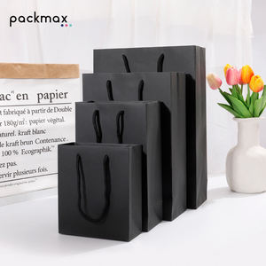 Bolsas de Regalo de Tela Negra Resistentes Hechas a Mano con Cinta para Pequeñas Empresas, Bolsas de Compras de Lujo con Logotipo Impreso - Product Image 3