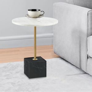 Venta directa de fábrica moderno vintage redonda de mármol natural en sofá <span class=keywords><strong>mesa</strong></span> <span class=keywords><strong>lateral</strong></span> - Product Image 2