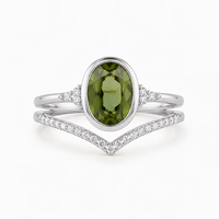 Bague unisexe en or 18 carats plaqué or, sertie de diamants, double anneau en forme de V, couleur vert olive, style luxe léger, best-seller européen et américain