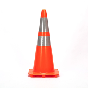 28 ''Orange PVC Slim Traffic Cone Produit efficace pour l'avertissement de trafic de visibilité solide - Product Image 4