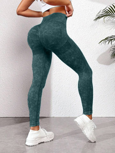 Sin costuras lavado tejido absorción de humedad Sexy Hip Lift melocotón cadera transpiración Fitness medias pantalones de Yoga - Product Image 5