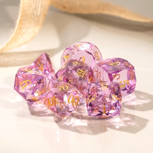 Ensemble de dés en verre de pierre naturelle bleue DND, 7 pièces, dés polyédriques avec des chiffres dorés pour les jeux de rôle sur table Dungeons and Dragons - Product Image 5