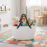 Panier de salle de bain minimaliste en plastique WONFUN, panier de rangement polyvalent en plastique avec poignées souples pour la lessive et les jouets