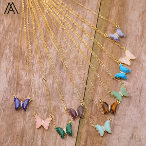 Nouveau collier papillon style bohème, bijoux chics, colliers ras du <span class=keywords><strong>cou</strong></span> papillon en pierres précieuses amazonite et œil <span class=keywords><strong>de</strong></span> tigre - Product Image 2