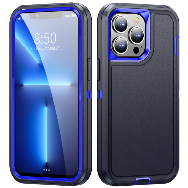 Durable PC+TPU 3 in 1 Heavy Shockproof Cover with Camera Protection Defender Phone Case for iPhone 15 Pro Max 14 Plus 13 Pro 12