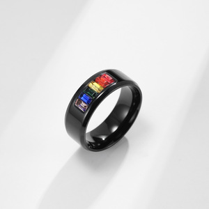 Anillo de Acero Inoxidable con Zirconia, Joyería para Parejas, No se Desvanece, Venta Directa de Fábrica, Unisex - Product Image 3