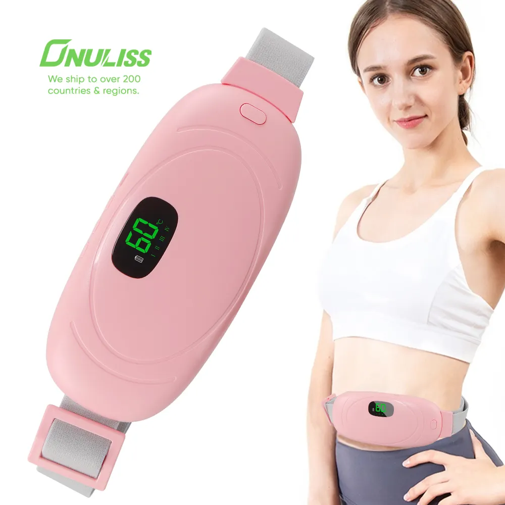 2024 vibración 3 niveles portátil inalámbrico eléctrico masajeador de cintura almohadillas térmicas para mujeres calambres menstruales