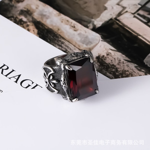 Bague en acier titane pour homme, incrustation géométrique de rubis, design croix SA241, bijoux cadeau - Product Image 4