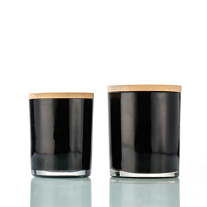 Vente en gros de <span class=keywords><strong>bougie</strong></span> décorative de luxe noire mate <span class=keywords><strong>à</strong></span> fond rond givré de 11oz avec couvercles - Product Image 2