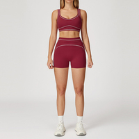 Ensemble de yoga PASUXI 5 pièces, soutien-gorge de sport taille haute, haut respirant à séchage rapide, design bicolore en spandex/nylon, vêtements de sport pour femmes