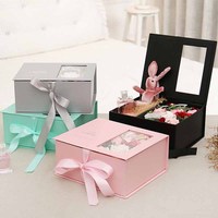 Boîte à fleurs pour maman avec ruban, logo personnalisé, matériaux recyclés rigides, cadeau pour la fête des mères, la Saint-Valentin