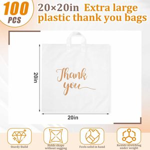 ถุงพลาสติกขนาดใหญ่พร้อมหูหิ้วสำหรับธุรกิจค้าปลีกของขวัญ ขนาด 20x20 นิ้ว - Product Image 2