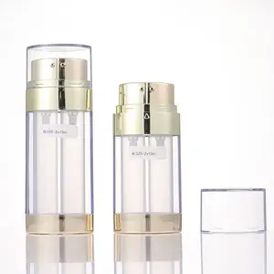 Custom 15ml 20ml acrilico PP doppia camera pompa lozione doppio tubo di erogazione cosmetico chiaro Airless bottiglia per la cura della pelle