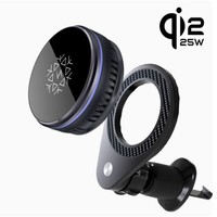 Support de chargeur de voiture magnétique sans fil OEM personnalisé 25W avec ventilateur de refroidissement en métal N52 pour tableau de bord et pare-brise à charge rapide