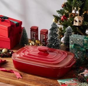 Casserole <span class=keywords><strong>en</strong></span> <span class=keywords><strong>fonte</strong></span> avec couvercle, plats de cuisson rectangulaires <span class=keywords><strong>en</strong></span> grès couverts de 4.0 pintes pour four - Product Image 5