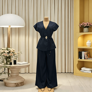 <span class=keywords><strong>Conjunto</strong></span> de Pantalones sin Mangas de Color Sólido con Botones y Cintura Alta de Satén, <span class=keywords><strong>Conjunto</strong></span> <span class=keywords><strong>Formal</strong></span> de Oficina para <span class=keywords><strong>Mujer</strong></span> a la Moda, Precio Bajo al por Mayor - Product Image 5