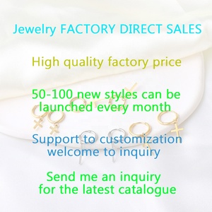 Ason fabricante de joyería de moda pendientes de aro al por mayor a granel pendientes de <span class=keywords><strong>Cruz</strong></span> de <span class=keywords><strong>Oro</strong></span> de acero inoxidable para hombres y mujeres - Product Image 3