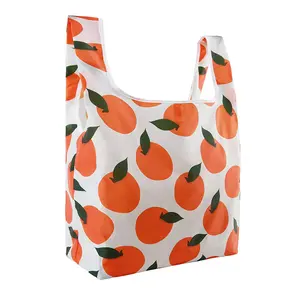 Reusable polyester Grocery Tote Foldable Bags ,Washable and Easy to Carry, Great for Outgoing
