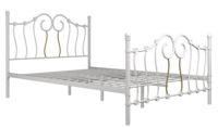 Cadre de lit en fer blanc avec accents dorés, gain de place et durable, aucun sommier tapissier nécessaire pour chambre à coucher, chambre d'amis, Uetco