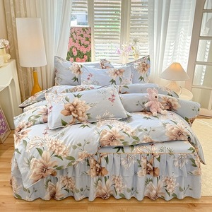 Skin Friendly Brushed Fabric <b>Bed</b> Skirt Bedding Set Thick Duvet <b>Cover</b> Mattress Protector 3 Pcs 4 Pcs <b>Bed</b> Linen For Household - Product Image 2