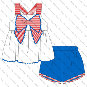 Vestidos para Bebés Niñas, Conjunto a Juego para Hermanas con Diseño de Rayas para el 4 de Julio, Ropa de Verano, Vestido de Dos Piezas para Niñas - Product Image 2