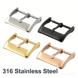 Fermoir de <span class=keywords><strong>montre</strong></span> en acier inoxydable massif 6 mm-28 mm, sans taxe, personnalisé, boucle 304L pour bracelet en cuir - Product Image 3