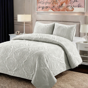 Kwaliteit Voorkeur 3 Stuks Microfiber Ultrasone Gewatteerde Bedhoes Set Luxe Blad Patroon Dekbed Met Polyester Vulling - Product Image 5