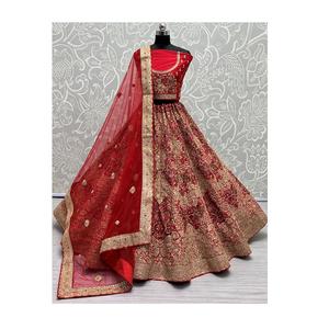 ขายส่งชุดเลเฮนกาโชลีปักลายทันสมัย ประดับเลื่อม ยาวกรอมพื้น ผ้าไม่ยับ สำหรับชุดเจ้าสาว หลายขนาด จากอินเดีย - Product Image 1