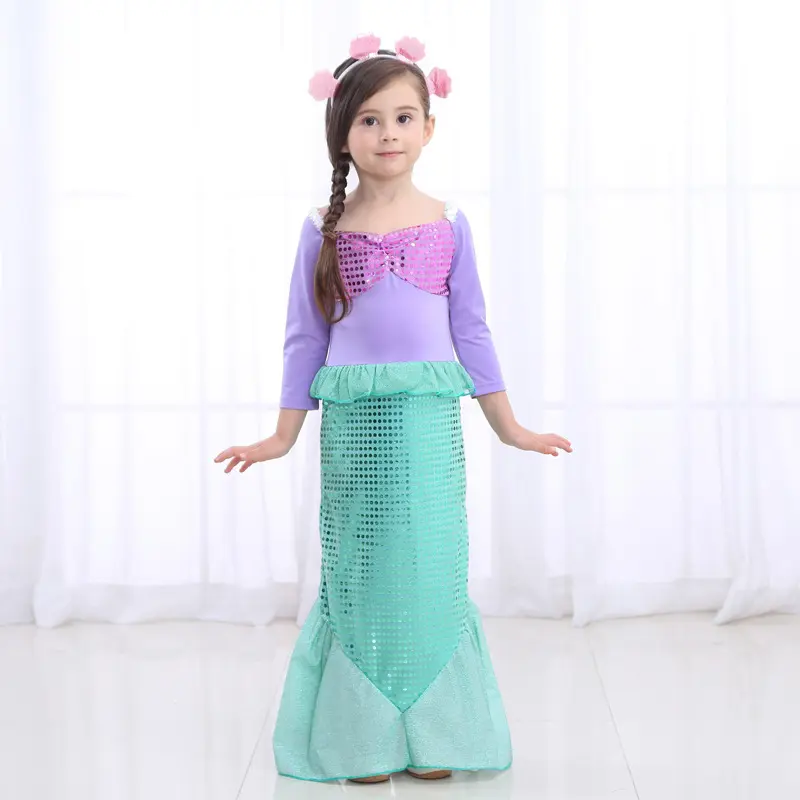 3-10 anni bambini natale carnevale festa di compleanno Costume bambini Fancy Dress vestiti Little Mermaid Girls Princess Dress