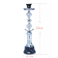 Nouvel ensemble de chicha arabe de style classique en verre, métal et céramique avec miroir, 2 tuyaux et coffret cadeau pour chicha