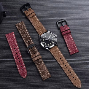 Correa de reloj de cuero genuino de lujo al por mayor de fábrica, correa de piel de vaca con textura granulada de liberación rápida para reloj de pulsera para hombre - Product Image 2